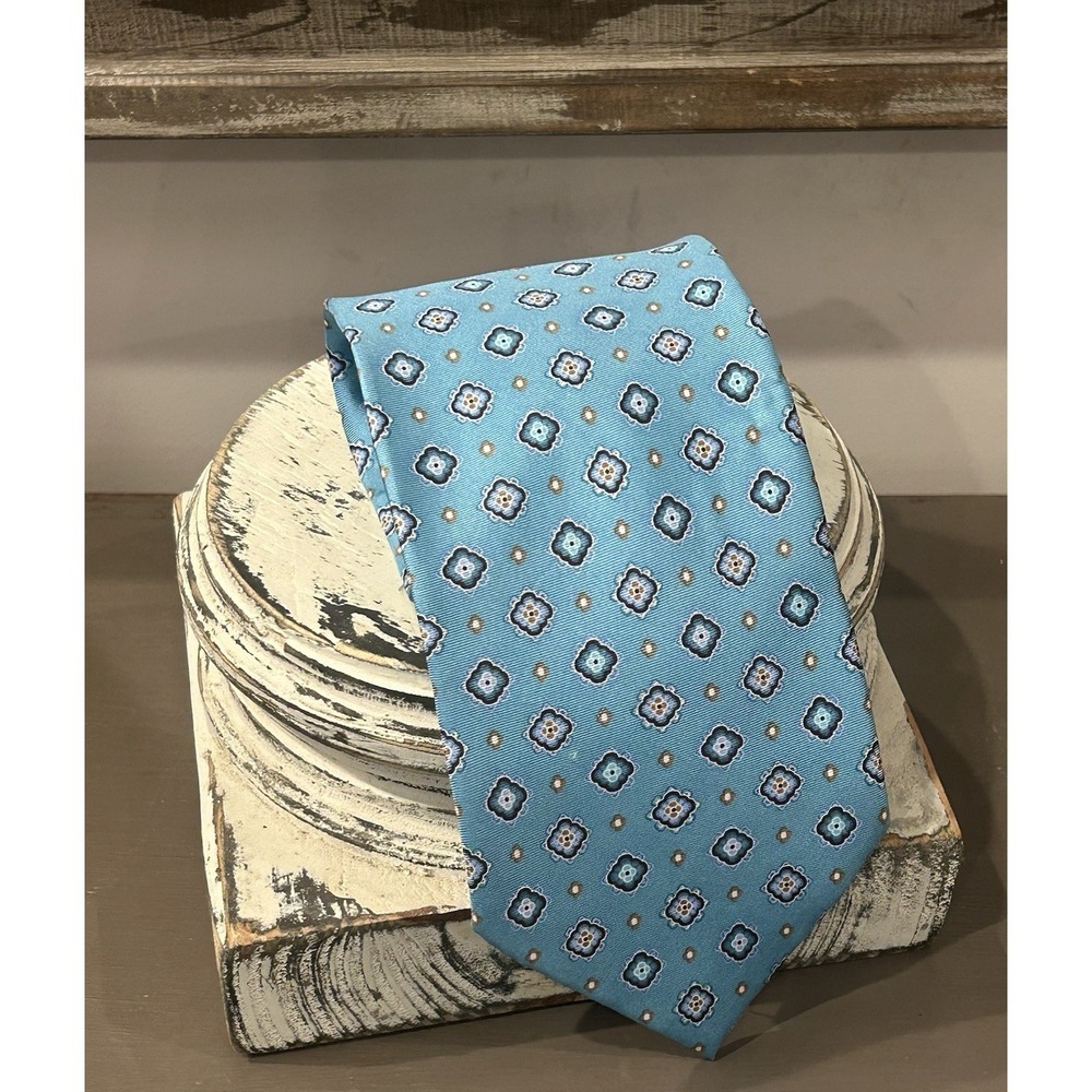 Vera Bradley for Baekgaard Silk Tie Blue Teal Medallion Geometric 3.75" Classic